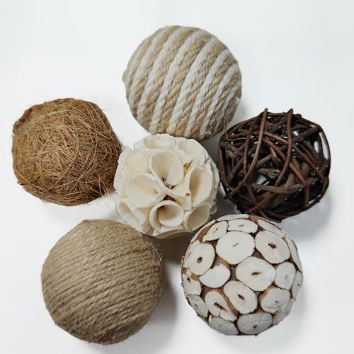 HOPELJ 6PC 2.5 Inch Decorative Balls & Orbs Bowl Filler for Home Decor Table Centerpiece & Dough Bowl Vase Decor