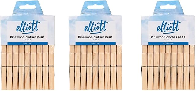 Elliott Wooden Pinewood Clothes Pegs, Bumper pack of 108 Pegs ideal for Laundry and crafting, Natural, 61F11349