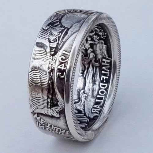 Handcrafted Morgan Dollar Coin Ring for Men, Vintage Wedding Band, Artisan-Crafted Personalized Jewelry, Antique US Coin Ring Gift for Him, Unique Retro Punk Accessory4