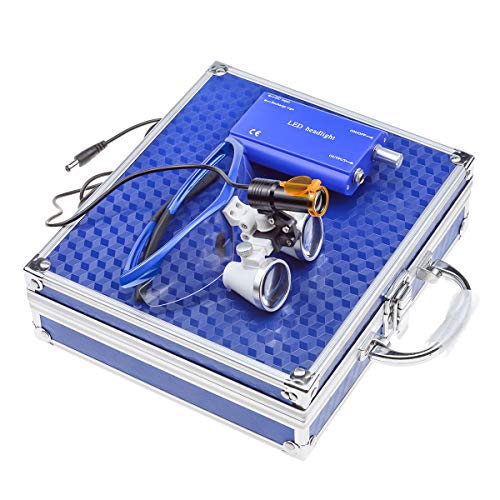 Image of NSKI 3.5X Loupes Magnifying Glasses + 5W Lamp Belt Clip Type with Filter Aluminum Box (Blue)