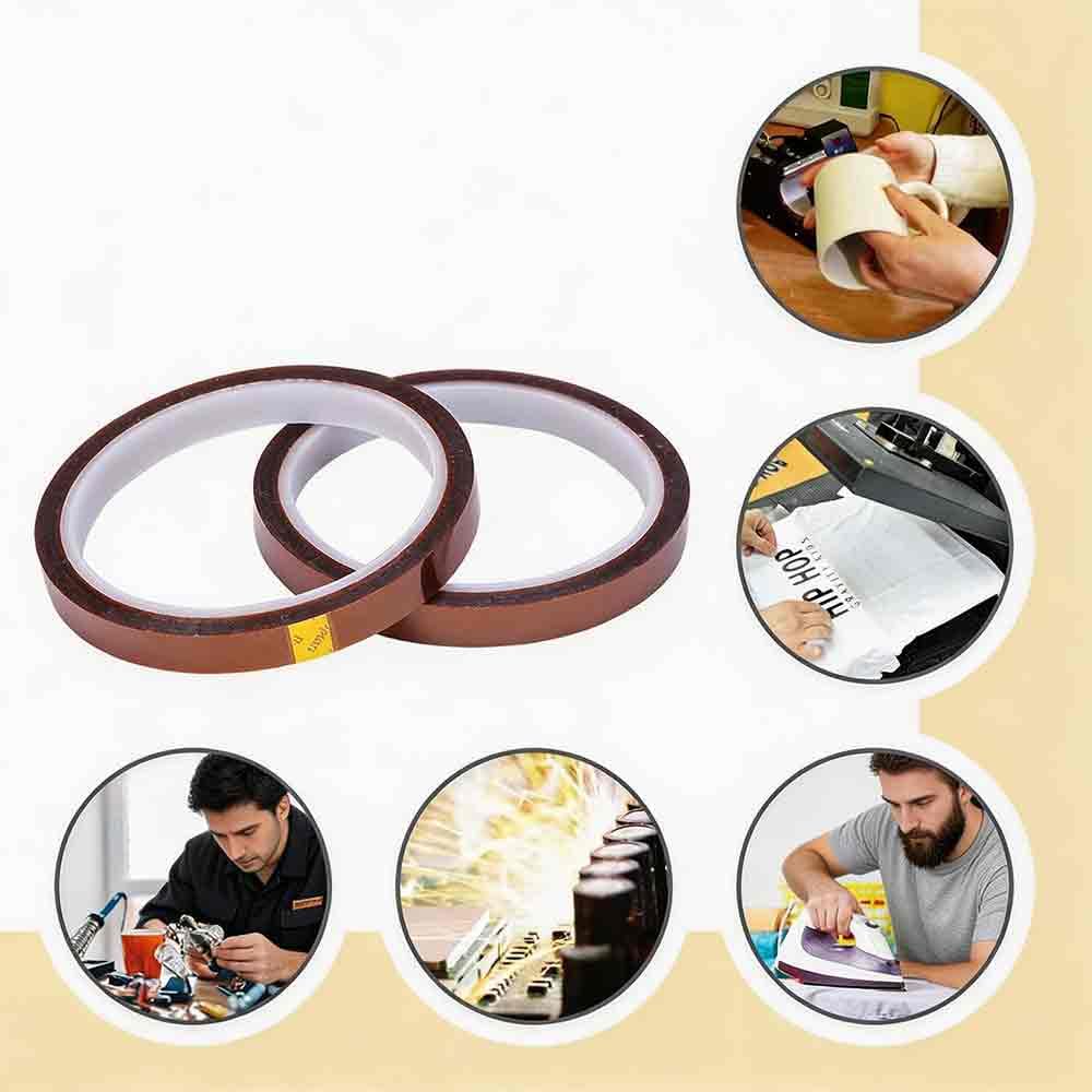 Heat Tape for Sublimation, 2 Rolls 0.5 Inch x 108Ft Polyimide Heat Resistant Tape, High Temp Thermal Tape for Heat Press Soldering, No Residue Heat Transfer Tape for Circuit Board 3D Printing