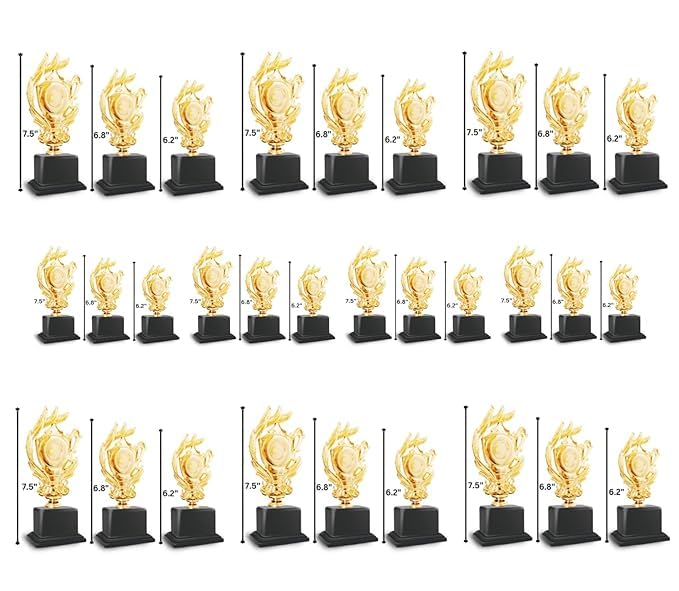 Trophy Set with 1st, 2nd and 3rd Place Awards, 3 Pieces (Model 1302, Set of 5)-picture-31