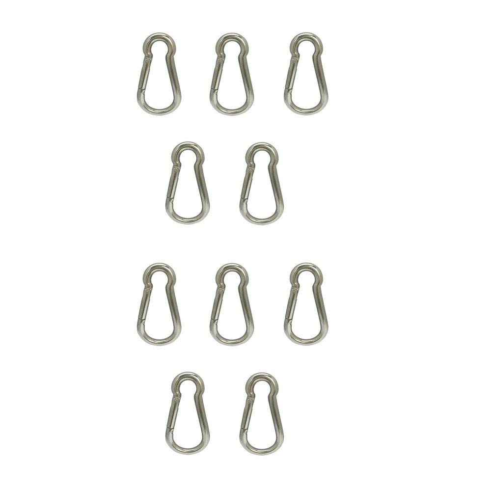 10 Pc 3/8'' Stainless Steel SS316 Spring Snap Hook Boat Marine Carabiner 400 Lbs Cap. WLL