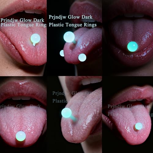 Prjndjw 48Pcs 14G 16mm 14MM Glow in Dark Tongue Nipple Ring Plastic Flexible Acrylic Straight Barbell Body Piercing Jewelry for Women Men Tongue NIppie piercings2