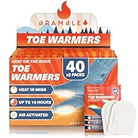 Bramble - Adhesive Toe Warmers (40 Pairs, 80 Total) - Ultra-Thin Stick-On Patches for Shoes and Boots - Air-Activated & Odour-Free - Up to 10 Hours of Heat