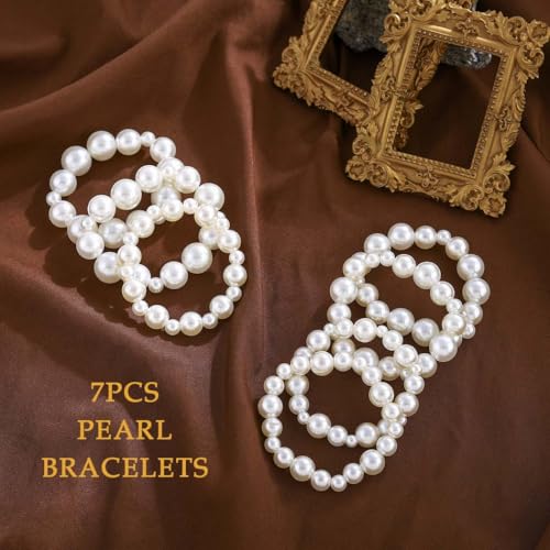 Pearl Bracelets for Women White Pearl Bracelet Stretch Pearl Bangles Stacked Wedding Pearls Bracelet2