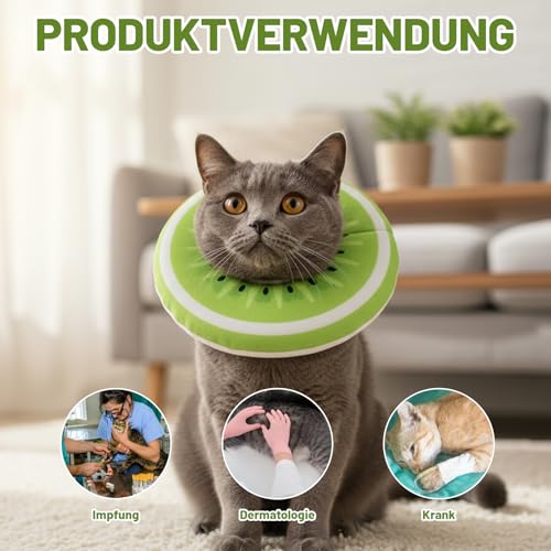 Katzen Halskrause, Halskrause Katze, Verstellbares Weich Leckschutz Katze Nach Operation, Katzenkragen Elisabethanischer Kragen Größe 17 * 4 cm (Grüner)