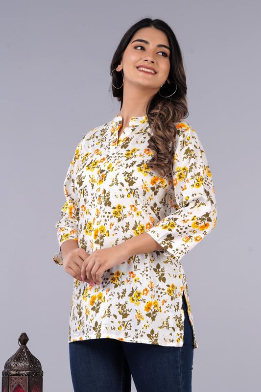 Image of Jikonet Women's Printed Rayon Straight Short Kurti