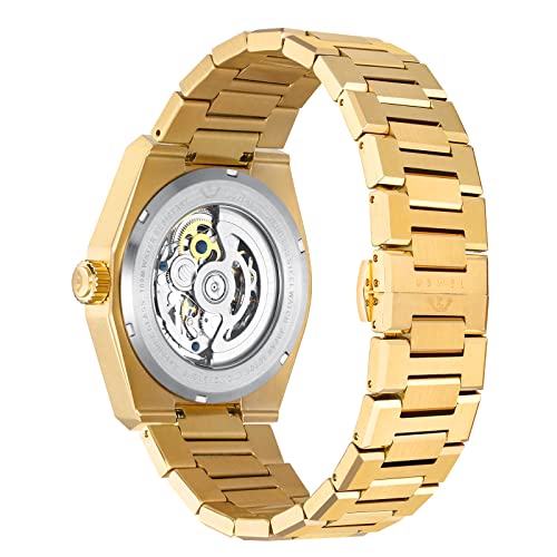 Image of Automatic Mechanical Wrist Watch for Men with Star Dust Dial, Fashion Self-Winding Watches for Men Stainless Steel Waterproof Luminous Sapphire Crystal Mens Watches with Auto Date (Silver)