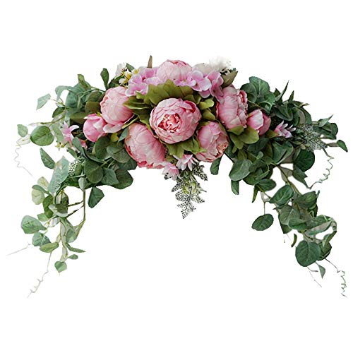 H&S BRIDAL Wedding Arch Flowers, 30 Inch Rustic Artificial Floral Swag for Door Lintel, Green Leaves Rose Peony Sunflowers Table Centerpieces Home Decoration
