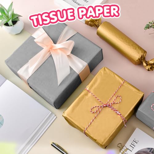 Image of Grey Tissue Paper for Gift Bags - 30 Sheets of Grey Wrapping Tissue Paper Bulk Packaging Paper for Weddings Birthday DIY Project Christmas Gift Wrapping Crafts Decor (14 x 20 Inch)