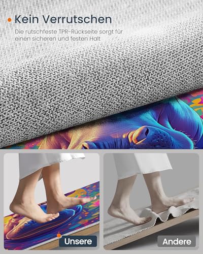 Tapis lavable antidérapant bleu et violet visage hippopotame