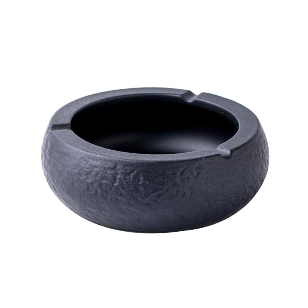 Posacenere da Fumo/Posacenere Tavolo in Ceramica Rotondo for sigari, portacenere for Fumatori, for Uso Interno o Esterno, Decorazione, Regalo, posacenere Nero/posacenere ，Posacenere(Black)