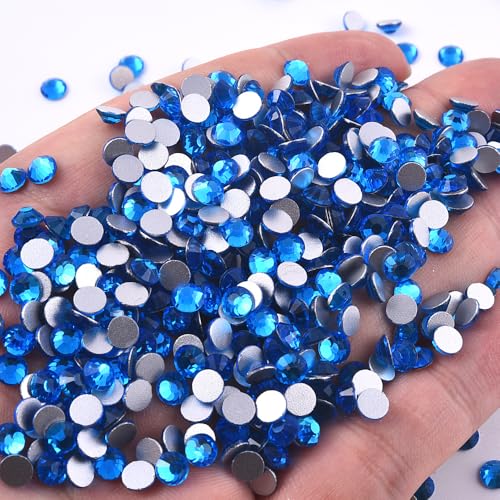 Image of 1440 Pieces SS20 /4.6-4.8mm Flat Back Crystal Rhinestones Round Gems for Nail Art,Capri Blue