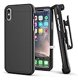 Encased iPhone Xs Belt Clip Holster Case, Ultra Slim Protective Cover with Holster Clip for Apple iPhone Xs Phone (Slimshield Series) Smooth Black