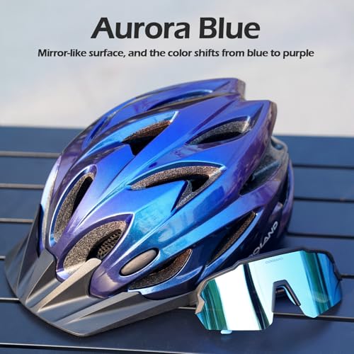 Image of Odoland Adult Bike Helmet with Cycling Sunglasses Set for Men & Women