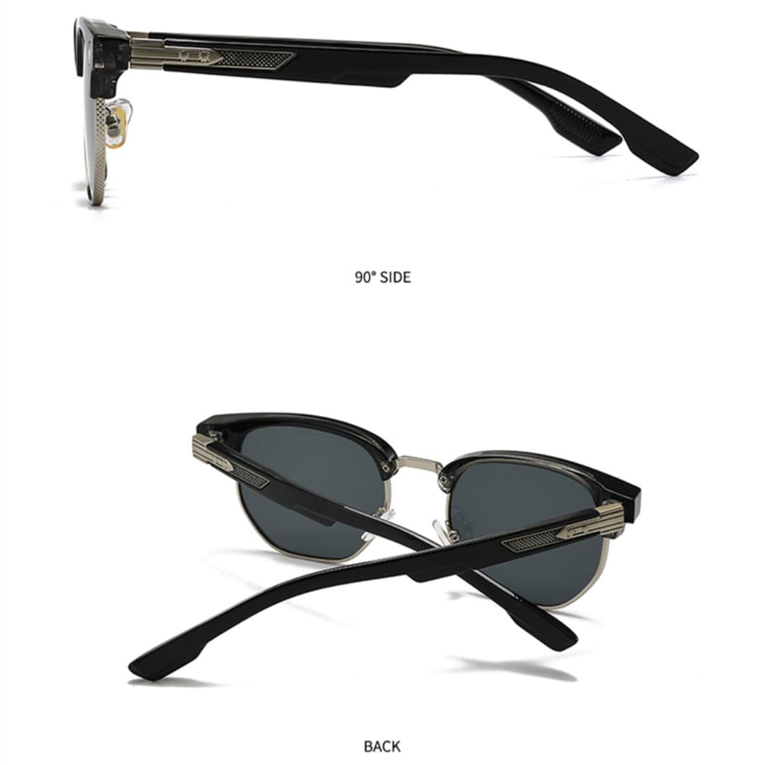 Okulary przeciwsłoneczne Retro Metal Rivets Vintage Polygon Half-frame UV400