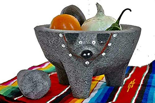 Pig Painted Molcajete Mortar & Pestle Salsas & Spices from Mexico Handmade New by Border Merchant