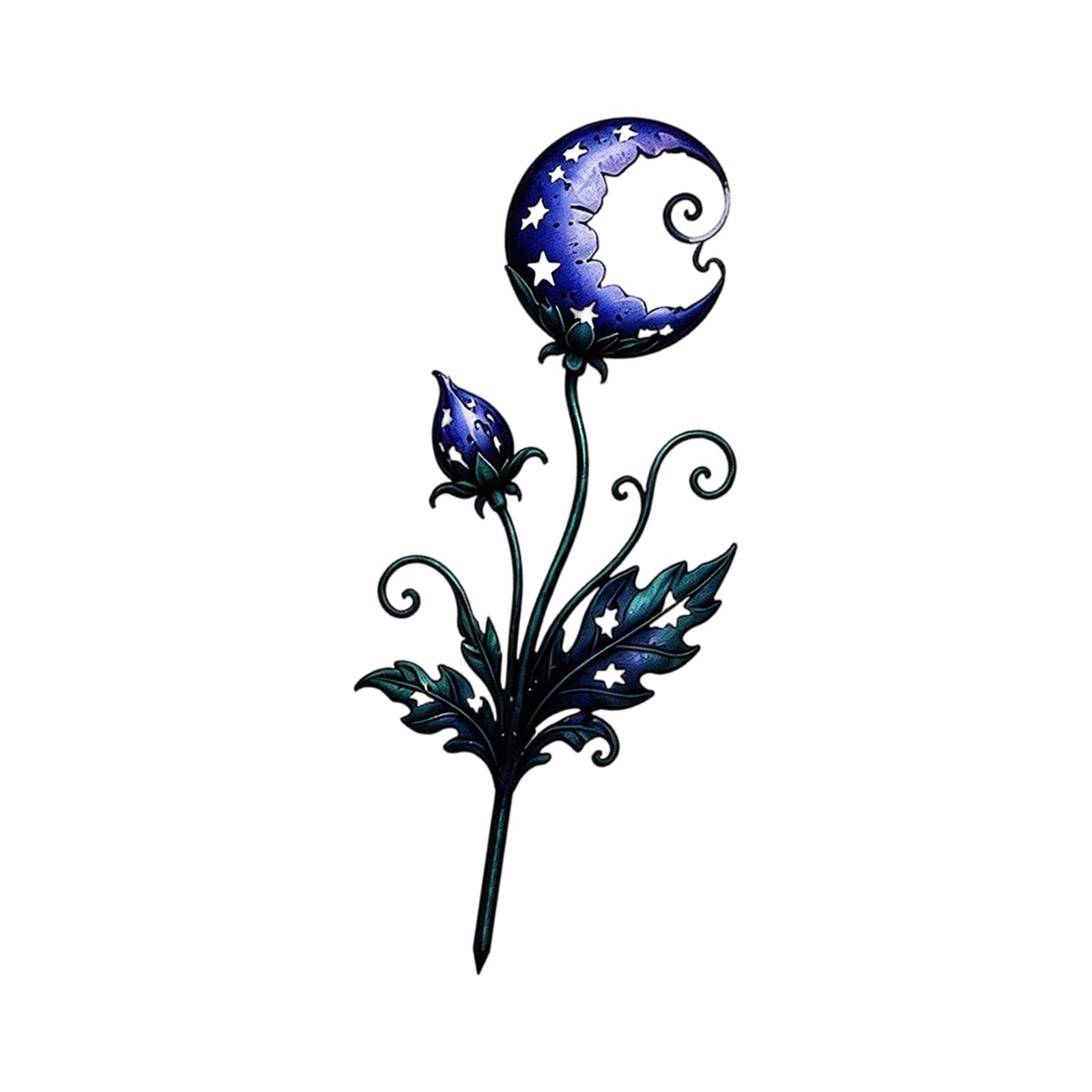 Plcpdm Moonflower Garden Bed Accent Stake In Metal, Whimsical Outdoor Garden Decor For Yard Corners And Flower Bed Displays At Home Metal Stake Decor Flower Container Accent Yard Ornament Patio Container Pick Soil