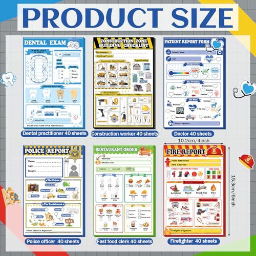 Image of Eaasty 6 Pack Kids Pretend Play Notepads 4x6 Inch,Boys