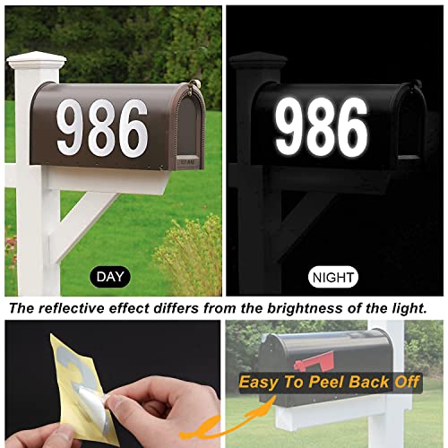 Reflective Mailbox Numbers Sticker - Vinyl Waterproof Numbers For Mailbox For Outside 30Pcs Large 3 Inch Self Adhesive Number For Mailbox, Door, Garbage Bins, Address Number (White) #TOP1