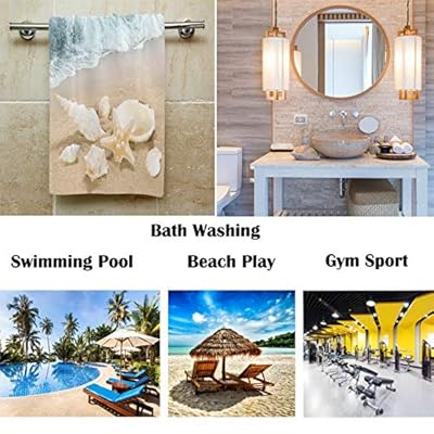 Wamika Beach Seashell Starfish Hand Towels Sea Ocean Wave Summer Bathroom Towel Ultra Soft Absorbent Multipurpose Towels…