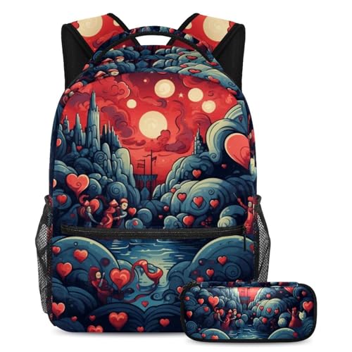 Sac à dos cœur rouge idéal pour le collège et les sorties de week-end en famille