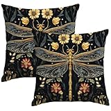 Rytor Dragonfly Pillow Covers 18x18 Inch Set of 2 Print Throw Pillow Covers Outdoor Decor Vintage Decoration Pillowcase Farmhouse Decorative Cushion Cover for Home Sofa