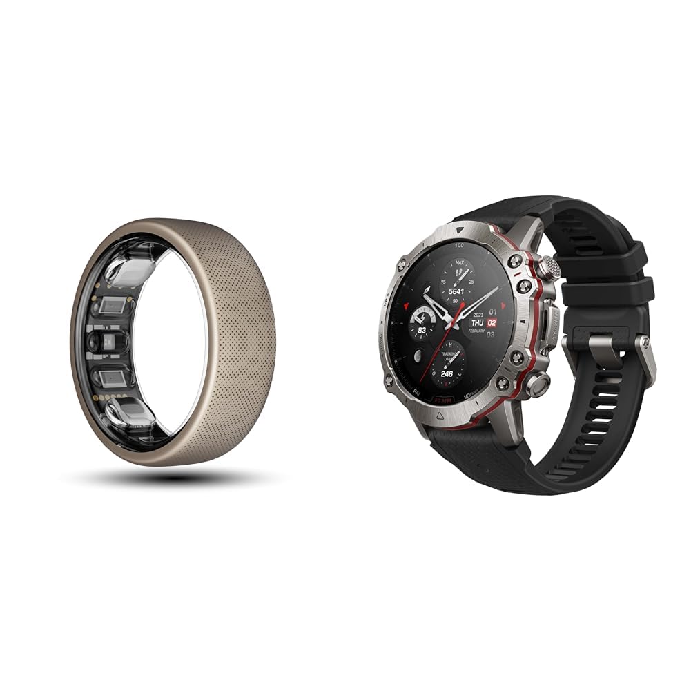 Amazfit Helio Smart Ring Size 8 + Falcon Smart Watch Bundle, Ring Bundle (Size 8), Supersonic Black(Titanium)