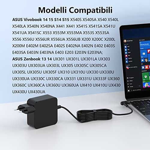Caricatore Asus PC Portatile 45W Alimentatore per