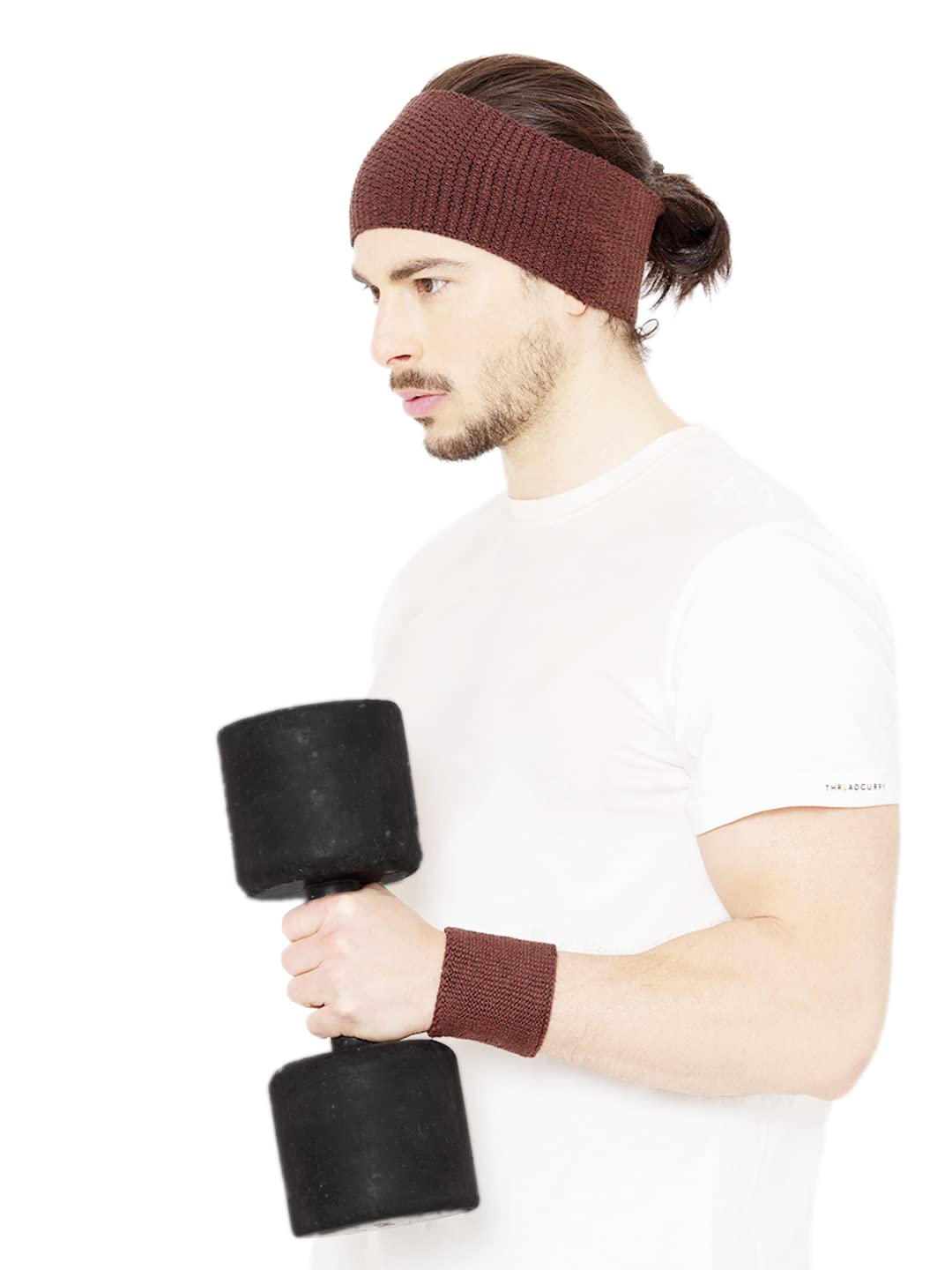 Bharatasya Sports Set of Running Gym Yoga Unisex Cotton Headband and Wristbands, Non-Slip, Breathable, Natural Fabric Sweatbands (Black-2) (B09W5VNKYX) Amazon Price History, Amazon Price Tracker