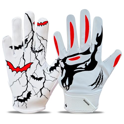 SHAHAB Football Gloves Wide Receiver Youth Football Gloves Kids Tacky Grip for Game Day for Boys & Girls