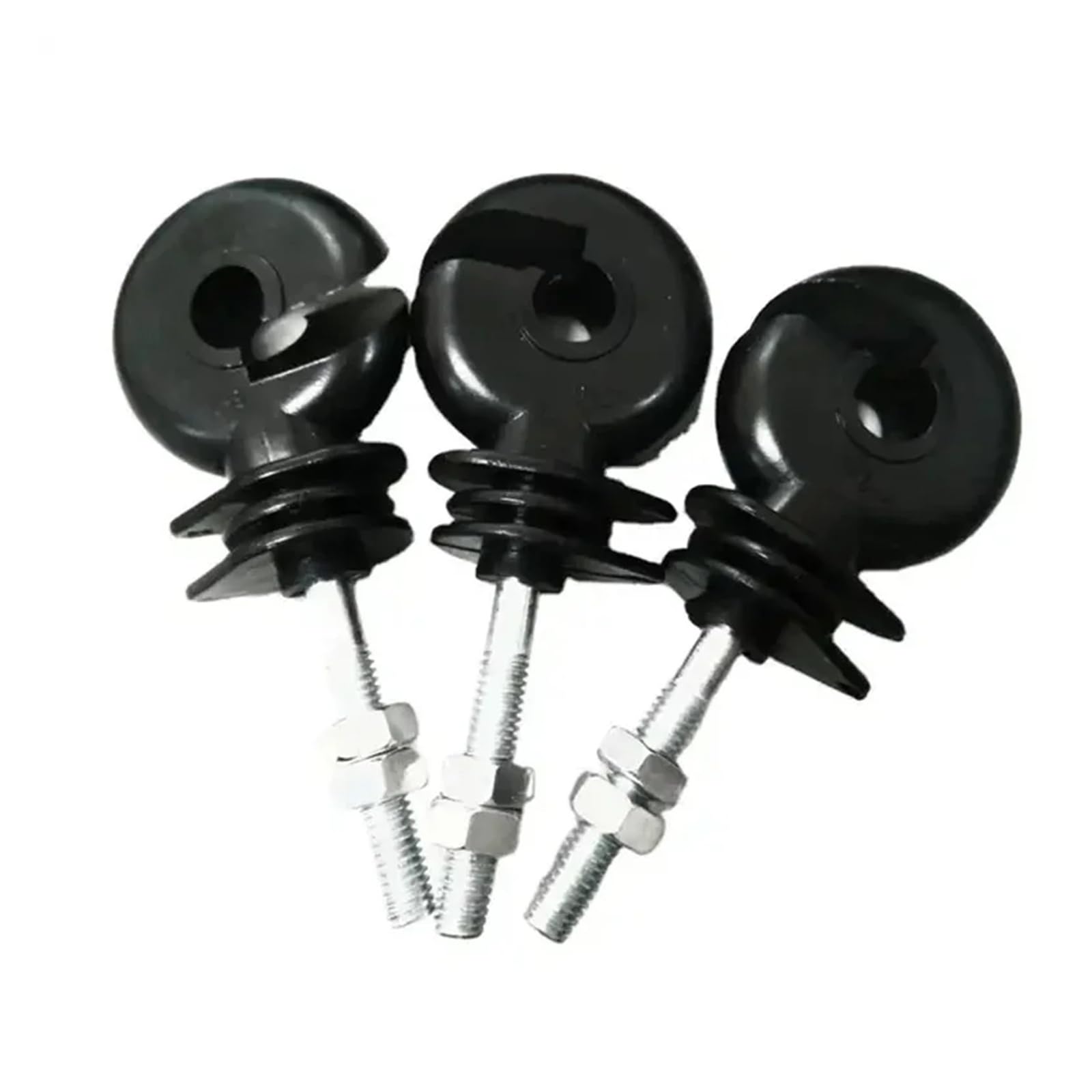 Aisladores de Valla Eléctrica 50 aisladores de Postes de Madera galvanizados y atornillados con Rosca Negra for cercas eléctricas.