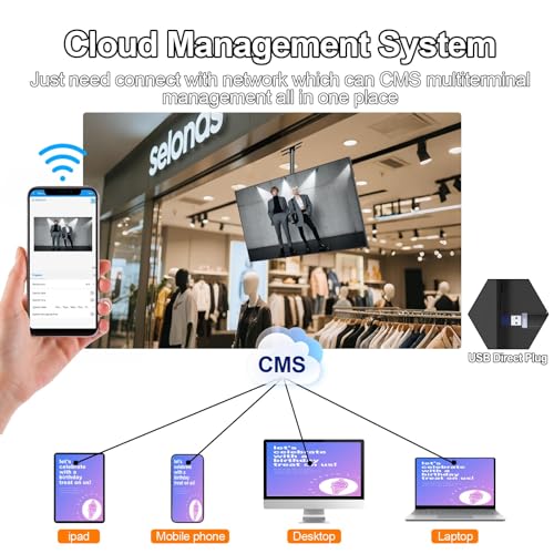 Image of 55inch 4K Digital Signage Display, 2000nits High Brightness, LCD Monitor Slim Fit Frameless Advertising Display, Wall Mount Digital Display, CMS Remote Publishing, 7 /24 Timer Switch, Built-in Speaker