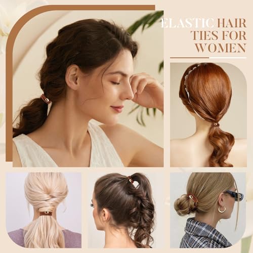 Image of FORENEE Hair Ties No Damage - 20PCS Ponytail Holders - Elastic Hair Ties for Thick Hair - Braided Hair Bands for Women Girls's Hair - Brown