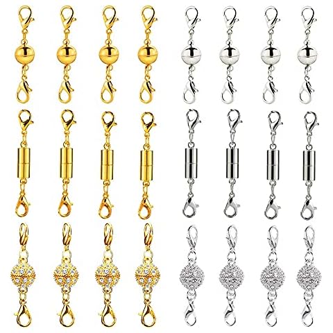 Trsnzul Magnetverschluss Schmuck 24 Stück Magnetische Karabinerverschlüsse Armband Verschluss Schmuckverschluss Verlängerung Kette Magnet Schmuck Cover
