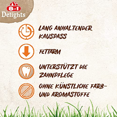 8in1 Delights Chicken Knochen XS - gesunde Kauknochen für mini Hunde, hochwertiges Hähnchenfleisch eingewickelt in Rinderhaut, 7 Stück