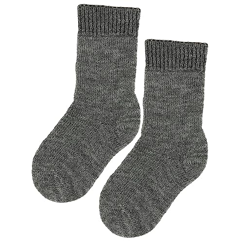 Ecoable Kids Wool Socks: Pure Organic Virgin Wool Plush Socks for Girls and Boys, Size Baby – 8 Years (EU 15-17 | 3-6 Months, Grey, 1-pair)