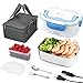 Fede Fiambrera Eléctrica 12V 24V 220V 3 en 1 para Camión Coche Trabajo, Fiambrera Termica Termo Comida Caliente Acero Inoxidable, Tartera Eléctrica Portatil 1.5L 40W