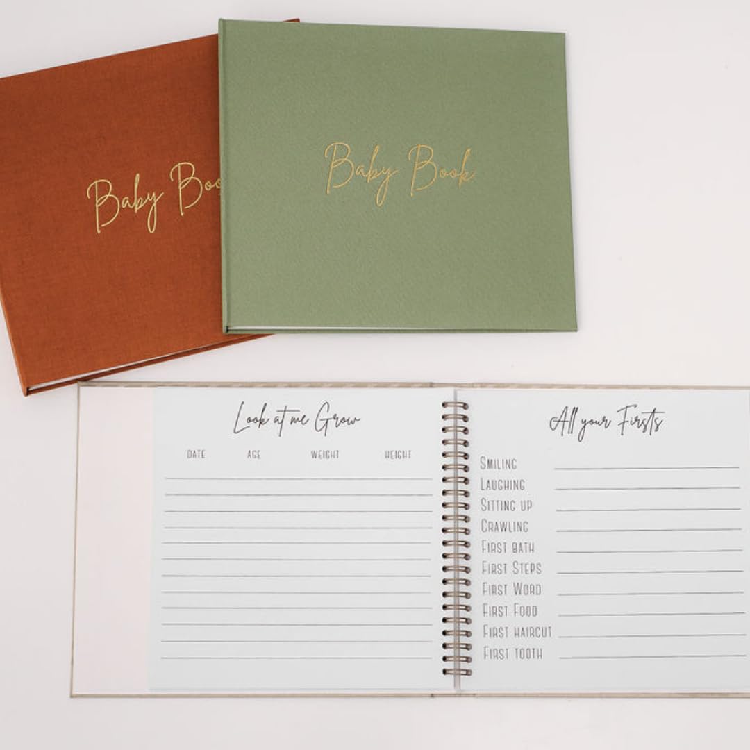 Baby Book Keepsake Rust-Minimalist Baby Memory Book per ragazza o ragazzo Album fotografici per bambini Libri per neonati per i nuovi genitori Ricordi e diari per bambini per la prima volta