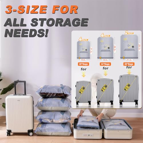Image of 10-Pack Vacuum Bags for Travel with Wireless Rechargeable Pump, Carry-on Size Compression Packing Bags for Luggage & Suitcase, Space Saver for Clothes & Clothing, 10 Combo Travel Size, Fast 3S Vacuum