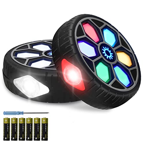 RealPlus Lot de 2 lampes de poussette, 8 grandes perles LED, 6 effets de lumière, mode RVB, bandes élastiques réglables pour éclairage de nuit et rappels, accessoires de poussette, cadeaux de bébé Cover