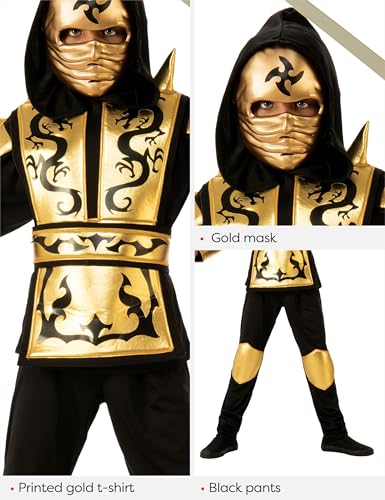 Disfraz Niño Ninja Dorado Talla Large miniatura 4