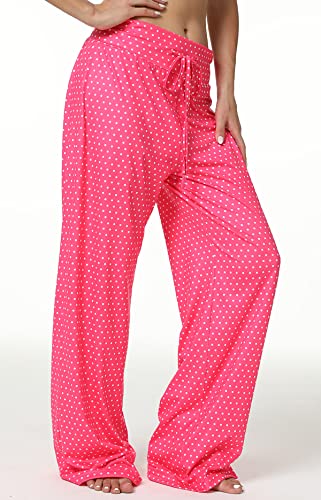 X-Image Women's Stretchy Wide Leg Palazzo Yoga Lounge For All Seasons Pants Red Polka Dots, Small #TOP2