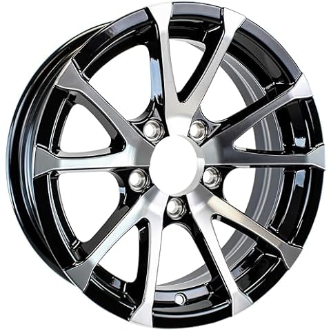 eCustomrim Aluminum Boat Camper Trailer Rim Wheel 5 Lug 13 Avalanche V-Spoke/Black Cover
