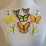 10 Piece Butterfly Embroidery Applique Patch Iron on Cotton Applique Butterfly Patch (Yellow)