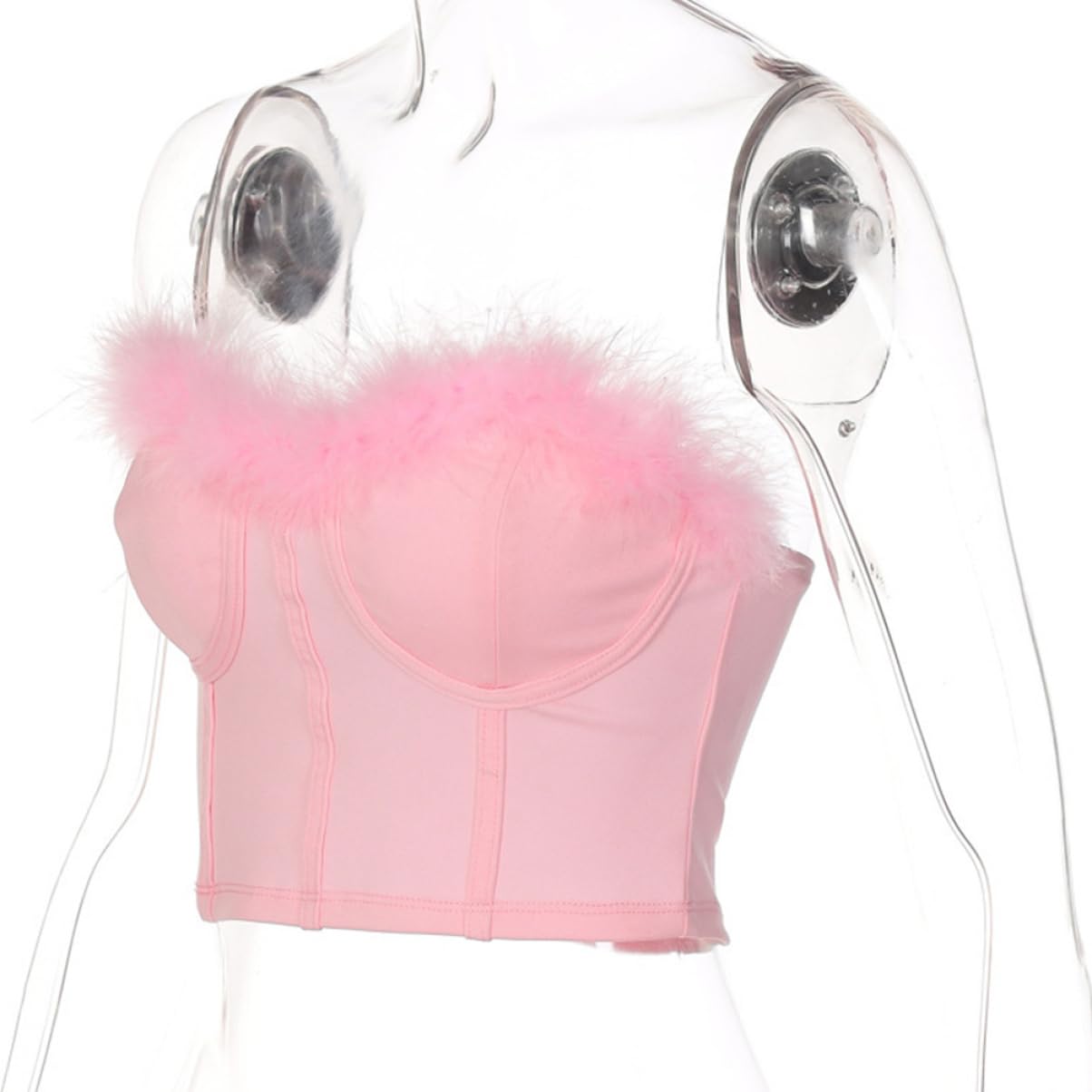 GALPADA 3 Piezas De Piel Interior Del Pecho Tiras Tanque Fuzzy Crop Tube Top Bandeau Chaleco Tanque Bustier Backless Crop Tube Mujer Túnica Top Rosa Fuzzy Top Mujer Spandex Camisa Corsé