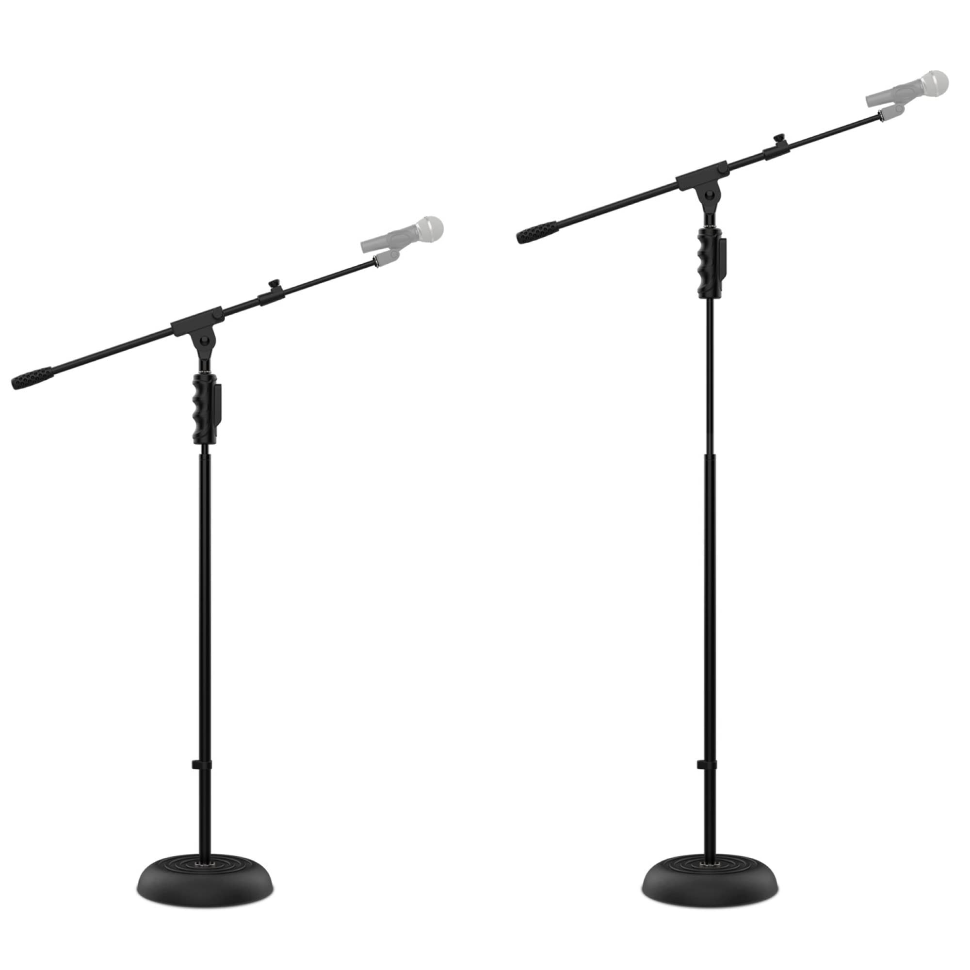 Podstawa Audibax 10E - Stojak na Mikrofon Podłogi - Okrągła Podstawa - Stojak na Stabilny Mikrofon - Regulowana wysokość z Easy Block 85 do 147 cm - Wytrzymały uchwyt żyrafa z solidną podstawą