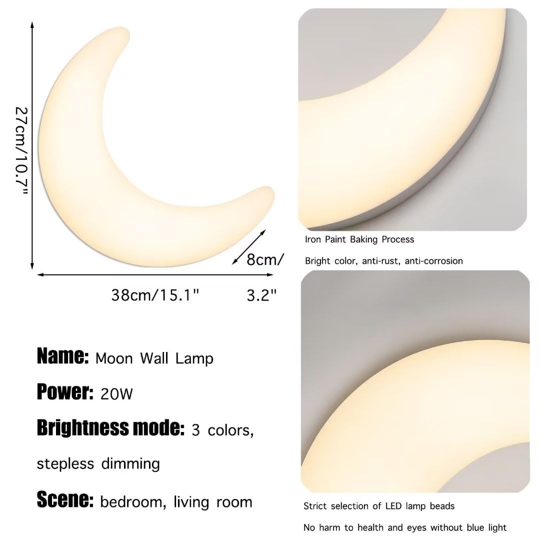 Lampada Da Parete 3d A Forma Di Luna, Dimmerabile E Delicata Per Gli Occhi | Lampada A Tre Colori Da 20w, Dimmerabile Con Telecomando (3 Lighting)