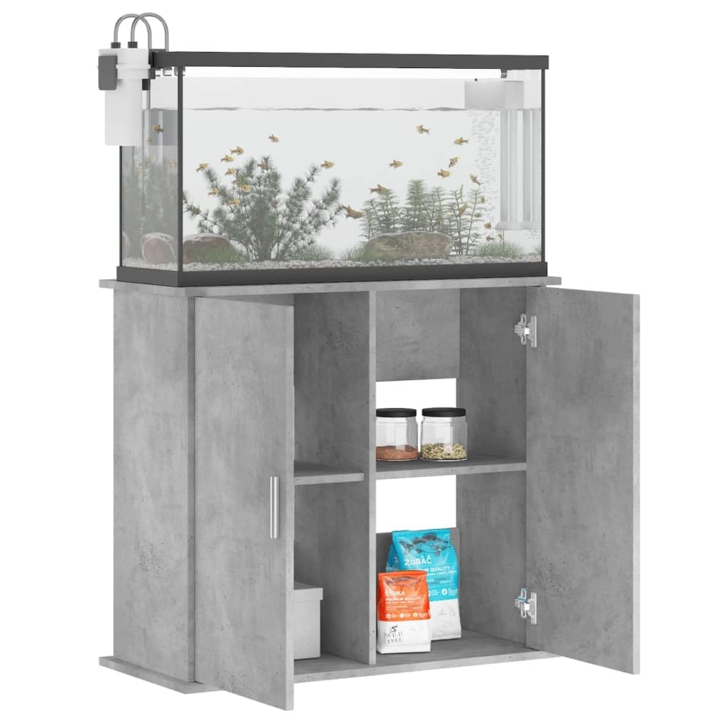 Homgoday Support pour Aquarium en Bois Multicouche Gris en Cément pour la Maison, Intérieur Extérieur Salon Chambre à Coucher, Dimensions : 81x36x73 cm